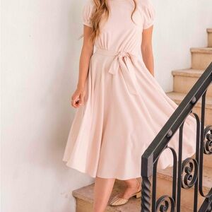 Elegant Cream Midi Dress - Gal Meets Glam - Eleanor Dress